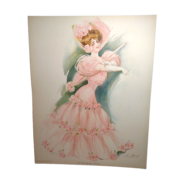 Victorian Art Print New York Show Girl Maud Stumm Litho 1907 Original Broadway - Picture 2 of 3